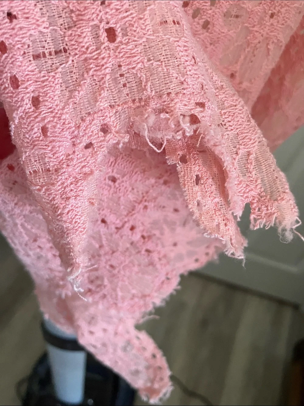 Free people intimates peachy pink lace cami S/P frayed